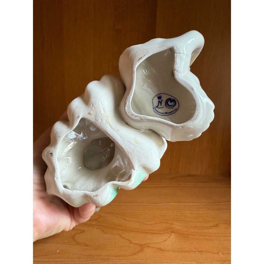 Vintage Capodimonte Porcelain Swan Pumpkin Carriage Figurine Pearlescent Trim - Picture 15 of 15